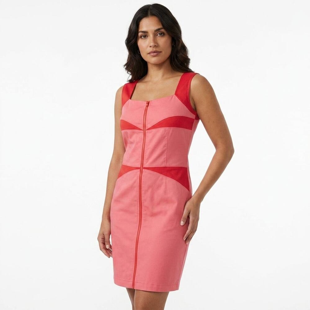skunkfunk Sheath Knee Length Dress Sleeveless Colorblock Woven Size 3